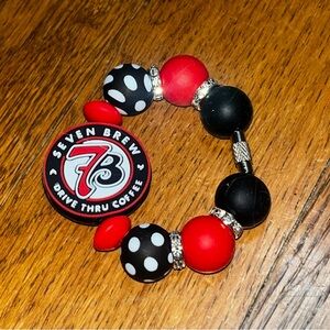 Handmade 7 Brew Coffee Logo Beaded Tumbler Stanley cup handle charm Bracelet
